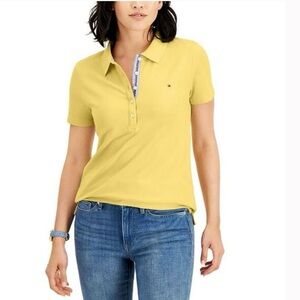 Tommy Hilfiger Women's Yellow Logo Cotton Polo Top Shirt NWT Size‎ XS